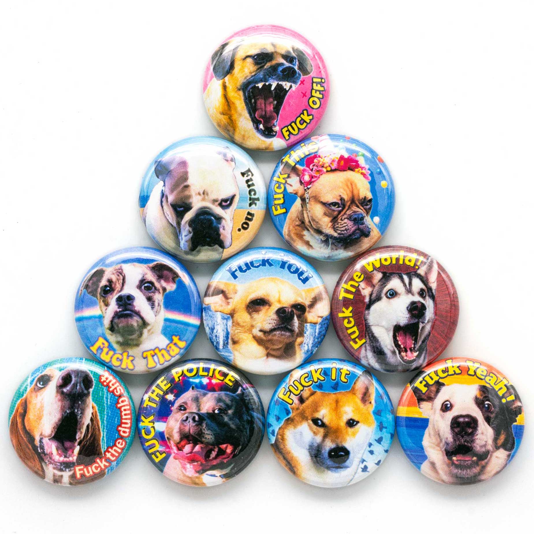 Cussing Dogs Button Pack by Hungry Knife.