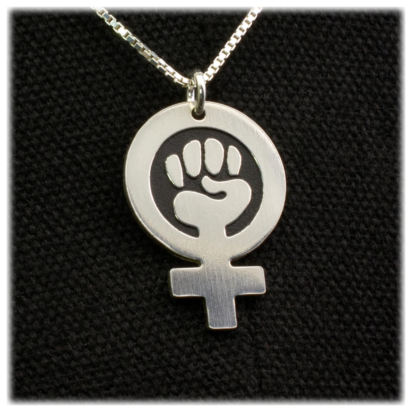 Sterling Silver Feminist Pendant by Hungry Knife.