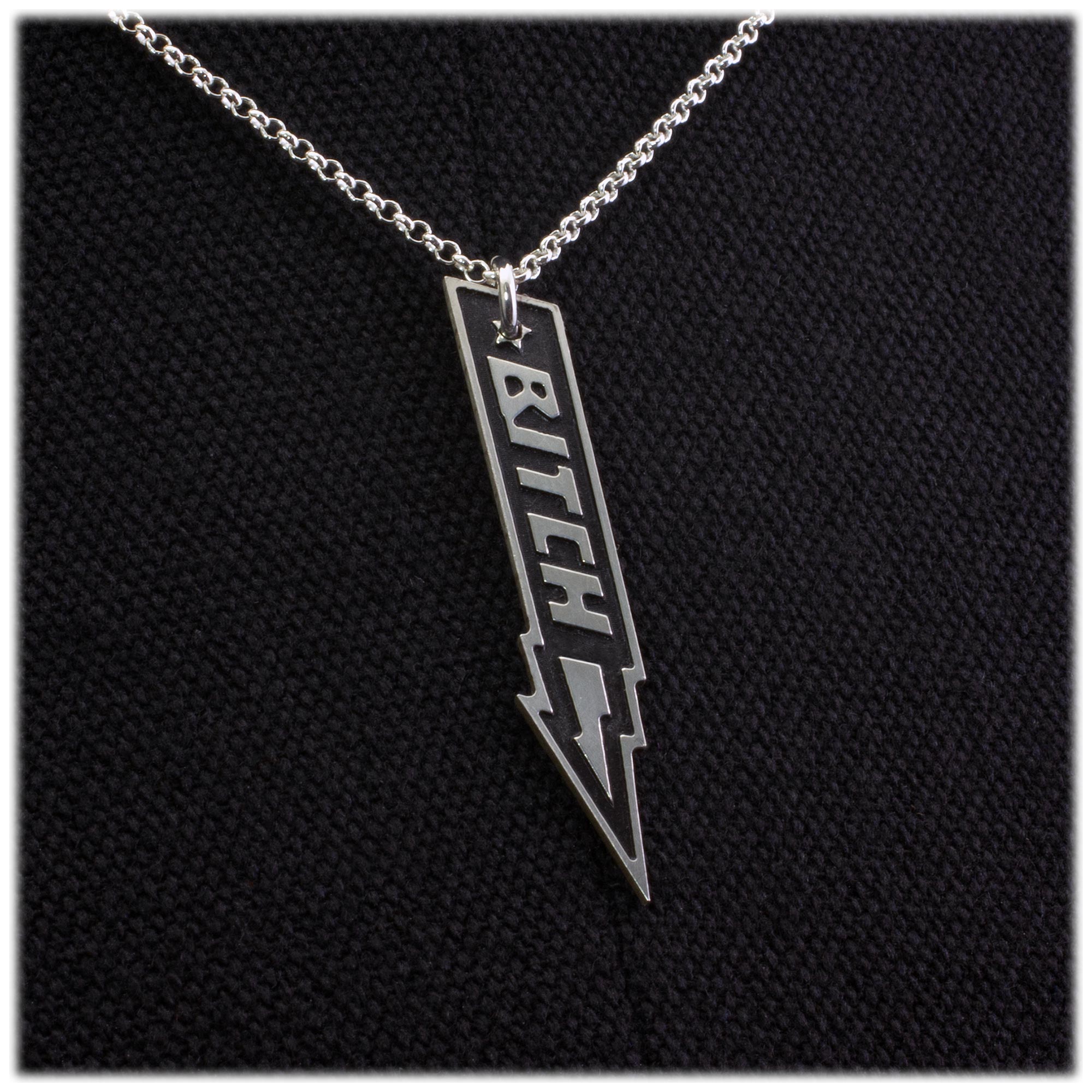 Bitch Force Pendant by Hungry Knife. Front view.